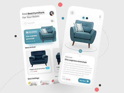 Furniture Shop App 3d armchair chair clean ecommerce furniture furniture app homedecor interior minimal minimalist shop sofa store table ui ux