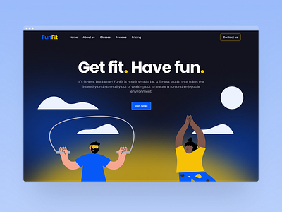 "FunFit" fitness studio website design fitness hero landing page web design webflow welllness