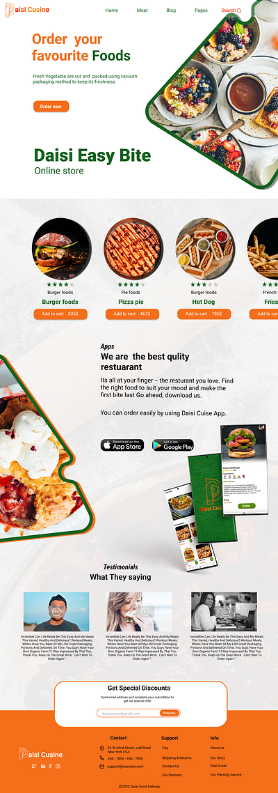 Daisi Cusine food landingpage ui ux