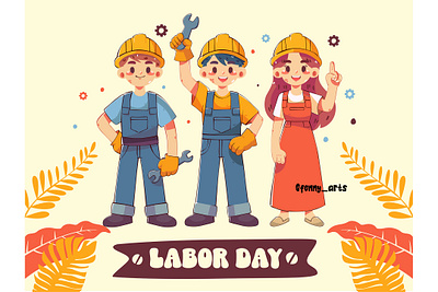 Colorful Labor Day Celebration Illustration american background celebration contractor engineer event holiday honor industrial labor labour revolution rights safety state tools usa work workforce wrench