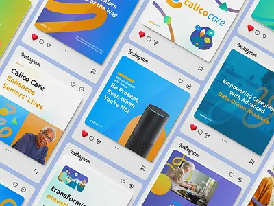 Comprehensive SEO & Content Marketing Strategy for Calico Care branding calico curvy design gradient graphic design grid illustration instagram post seniors social media typography vector