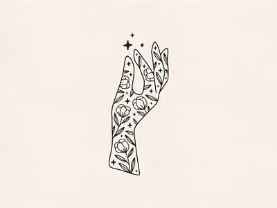 Floral Hand bohemian boho celestial floral flower graphic design hand hand drawn illustration logo magic magical mystical stars tattoo vector witch