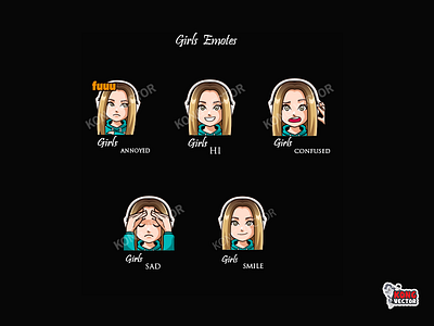 Girls Twitch Emotes 3d amazing animation branding cartoon design emoji emote emotes graphic design graphic streaming hi illustration logo motion graphics twitch twitchemote twitchemotes ui