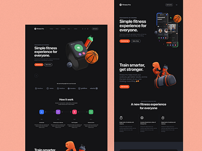 Fitness Landing Page 3d animation branding design dribbble best shot exercise figma fitness graphic design illustration landing page logo motion graphics typography ui ux vector