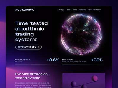 Algorithmic trading service - landing page crypto trading ui web design