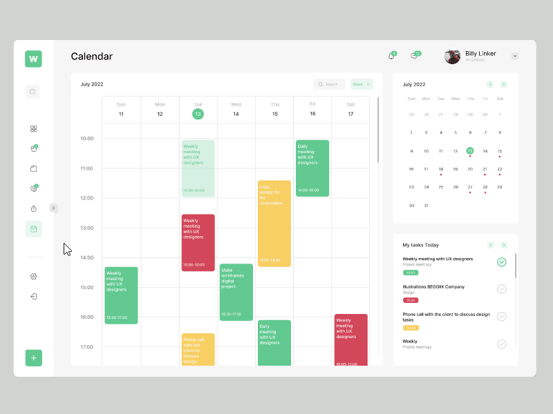 Time manager dashboard Work Time admin analytics calendar dashboard date design employee graphic design management objective planning project stat task timer to do list today ui ux web