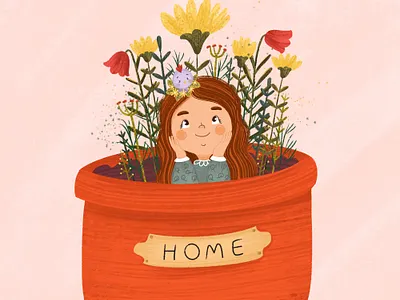 flower house branding character character design children childrens book childrens illustration design illustration logo