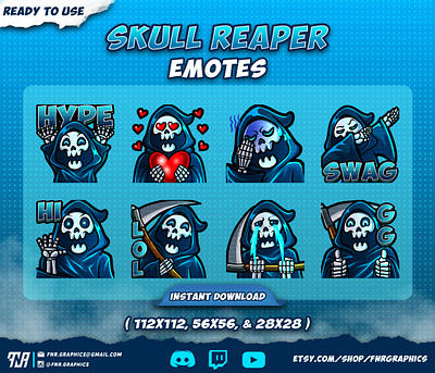 SKULL GRIM REAPER TWITCH EMOTES sub emotes