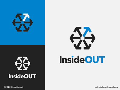 InsideOUT - Logo Concept arrows logo bold logo brand design branding creative logo custom logo custom logotype geometric logo hexagon logo icon logo logo design logo designer logomark logotype mark minimalist logo modern logo negative space logo typography