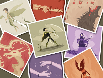 Prints character design fantasy illustration vector