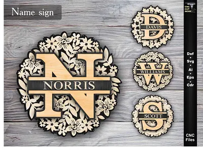 Door name sign design door decor door sign family sign name sign template for laser cutting