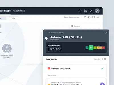 Infrastructure map for a chaos engineering platform chaos engineering clean complex figma interface map product resilience saas ui