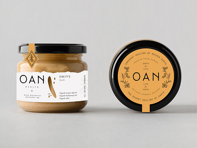 Jar packaging for Oan Health butter spread packaging jar packaging label label design london branding london packaging oan health package design packaging design product packaging typography vintage label vintage packaging