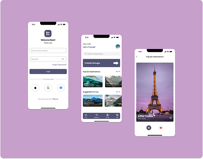 Travel app app design figma mobile app ui ux