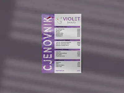 PriceList_Violet beauty background beuaty care cosmetics design favors flowers illustration km list logo pattern price violet woman