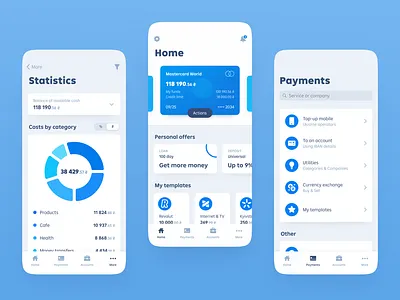 Mobile Banking App bank banking banking app blue cards digital bank digital banking finance fintech fresh mobile mobile banking online bank online banking payments ui wallet