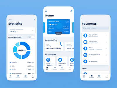 Mobile Banking App bank banking banking app blue cards digital bank digital banking finance fintech fresh mobile mobile banking online bank online banking payments ui wallet