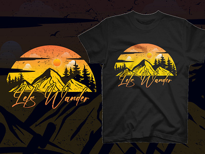Let's Wander adventure t shirt design design good things good time illustration inspirational motivational outdoor typographic typography vector