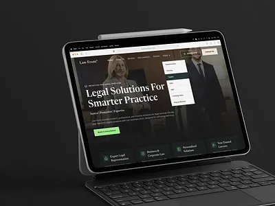 Law Front - Legal Service Landing Page branding business law clean corporate law interface law agency law firm lawyer branding lawyer profile lawyer website legal advice legal consulting legal services minimal minimal design modern law firm ui ux ui website design