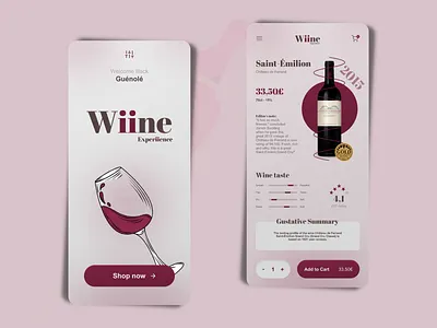 Wiine - Wine mobile ecommerce app app branding design ecommerce figma mobile app ui