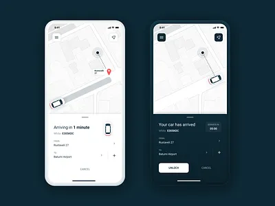 Concept | Self-driving taxi car map mobile self driving taxi ui