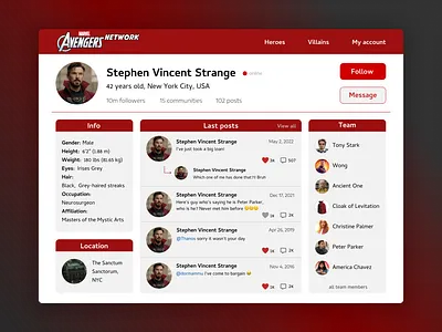 Daily UI 006 - User profile dailyui design dr strange marvel social social network superhero ui user profile web