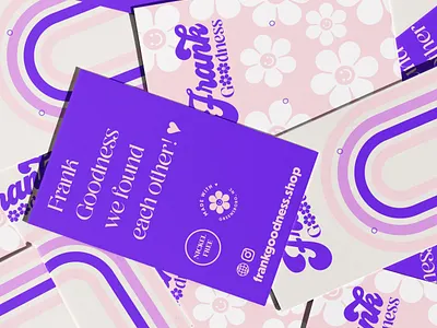 Merchandise Packaging for Frank Goodness 90s apparel branding design floral hangtags hippy illustration jewelry logo merchandise origindesignco packaging patterns rainbow retro vintage