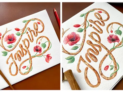 Inspire - watercolour lettering design draw letters graphic design hand lettering illustration lettering lettering art letters watercolour
