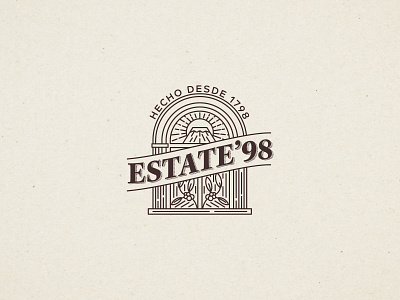 Estate'98 Logo best vintage logo branding brown coffee liquor coffee logo coffee minimal line art lineart logo logo design minimal logo old old logo texture logo traditional logo vintage branding vintage coffee vintage coffee brand vintage logo volcano logo