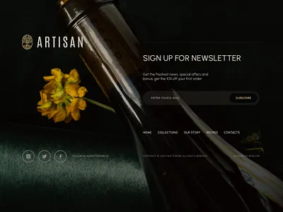 Artisan - Webflow template - Footer dark dark design design e commerce footer logo store template ui ux web web design webflow wine winery