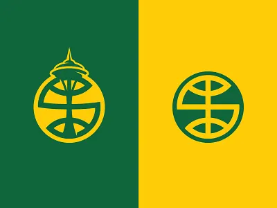 Seattle Supersonics ball basketball boom building icon logo monogram rebrand roundel s seattle skyscraper sonic sonics space needle sports supersonics