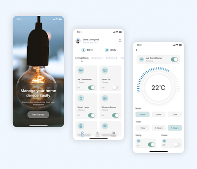 Smart Home Device Control App - Control your smart home devices! app design branding clean ui design device control app figma inspiration mobile app mobile app design smart home app smart home app ui trending app design trending design 2022 ui ux uxdesign