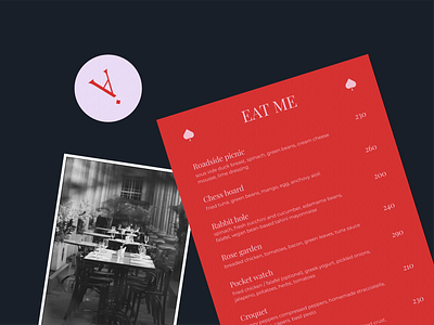 Corporate identity for restaurant Alice brand brand identity branding corporate identity design graphic design graphic designer identity logo logo maker menu polygraphy vector visual
