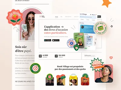 Book Village badge book illustration label layout second hand ui vector webdesign