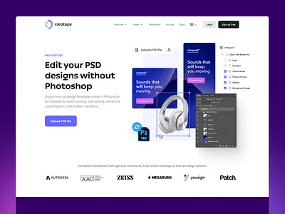 Creatopy PSD Editor - Landing Page advertising brand display banners landing page photoshop psd visual design web design