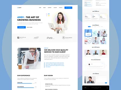 Awry - Corporate Landing Page clean corporate creative homepage landing page landing page design minimal one page product design template theme ui design uiux design web design web page website website design