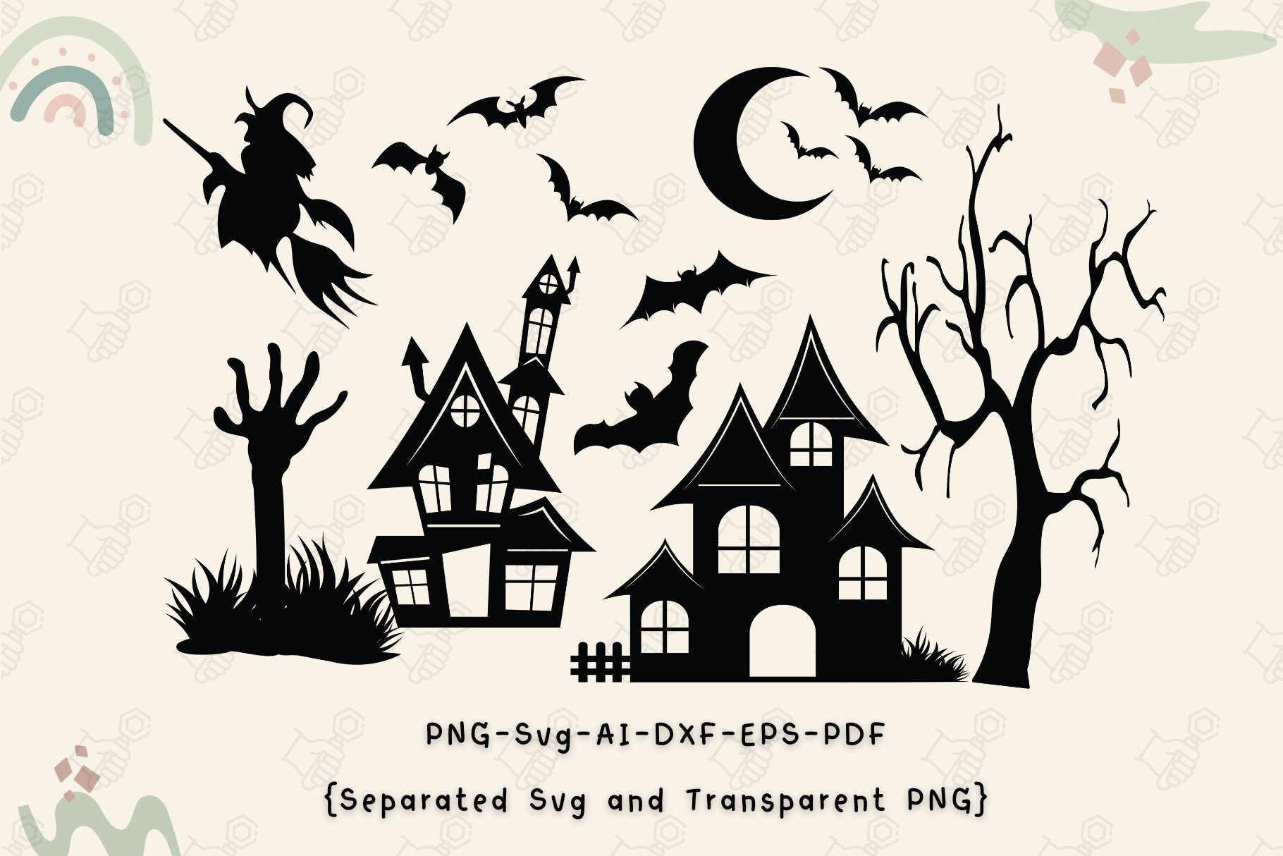 Haunted House SVG, Bat, Witch SVG by Cheerful World on Dribbble