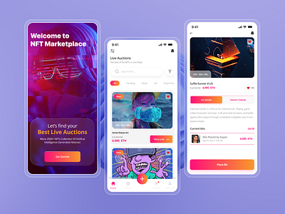 NFT Marketplace UI Concept animation branding ecommerce graphic design illustration mobile app nft ui ux