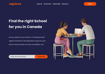 Jejelove Solutions/Study in Canada Landing Page branding dailyui design drpearlz figma ui ux design ux designer web design