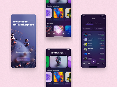 NFT App Concept app branding concept design illustration illustrator logo music nft nft app onboarding ui ux vector