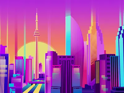Toronto buildings graphic design illustration vector