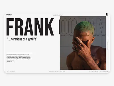XPRMN 031 brand strategy branding brutalism design frank ocean graphic design landing page layout ui ux web