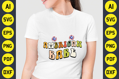 American Babe 4th of July Sublimation T-Shirt Design 4 th july babe best t shirt design bundle design graphic design gym t shirt design typography