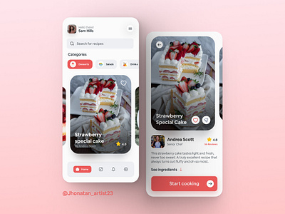 Recipes concept app chef cook cooker cooking design food interface product desing recipes ui uidesign uidesigner uidesigns uiux ux