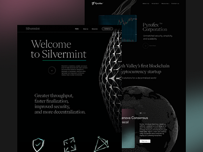 Pyrofex & Silvermint website 3d blockchain branding crypto cryptocurrency design fintech future futuristic graphic design landing page logo modern product design ui ui design ux web design website