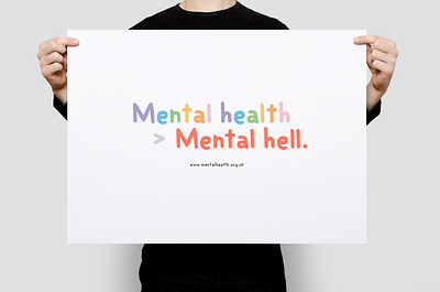 Mental Health > Mental Hell | Typographical Poster colours graphic design graphics health mental health poster sans serif simple text typography