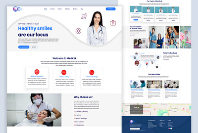 Dental Clinic Landing Page app branding dental care dental clinic dentist health landing page medical typography ui ui design ux vector website design