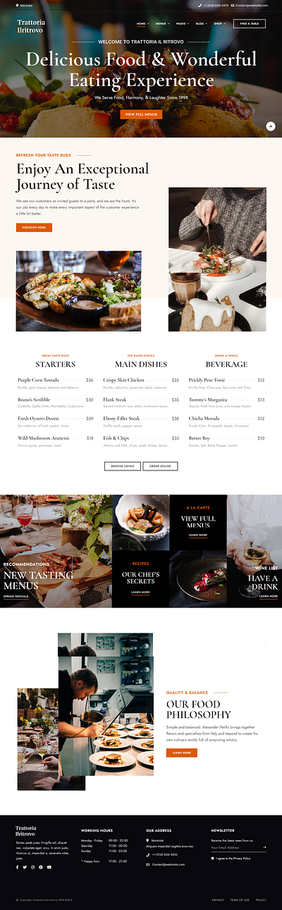 Trattoria's Website Restaurant Landing page branding design graphic design illustration logo ui ux ux design uxui web