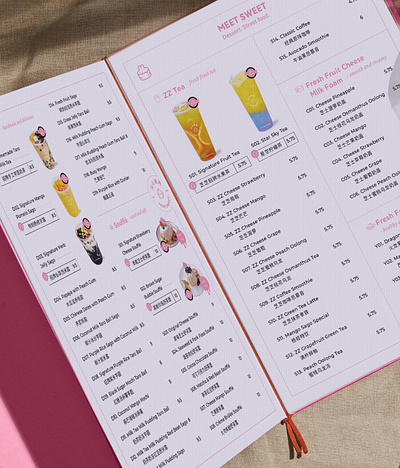 Meet Sweet | Brand Identity + Menu Design brand branding branding guideline design dessert drink graphic design icon logo menu menudesign paper restaurant texture typography