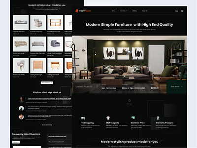 Interior Landing Page - Dreamhouse agency architecture black ui clean ui design furniture home home decor interior landing page minimalist modern website property real estate ui uidesign uiux ux web design website design